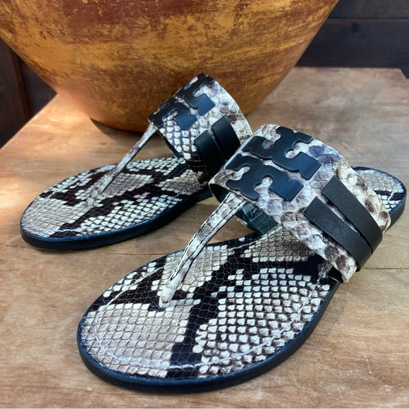 Tory Burch Miller Sandal thong flats snake print size 5 - Picture 3 of 13